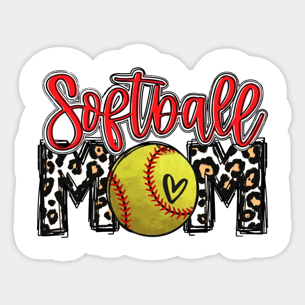 Softball Mom Leopard   Softball Mom Sticker by Wonder man 